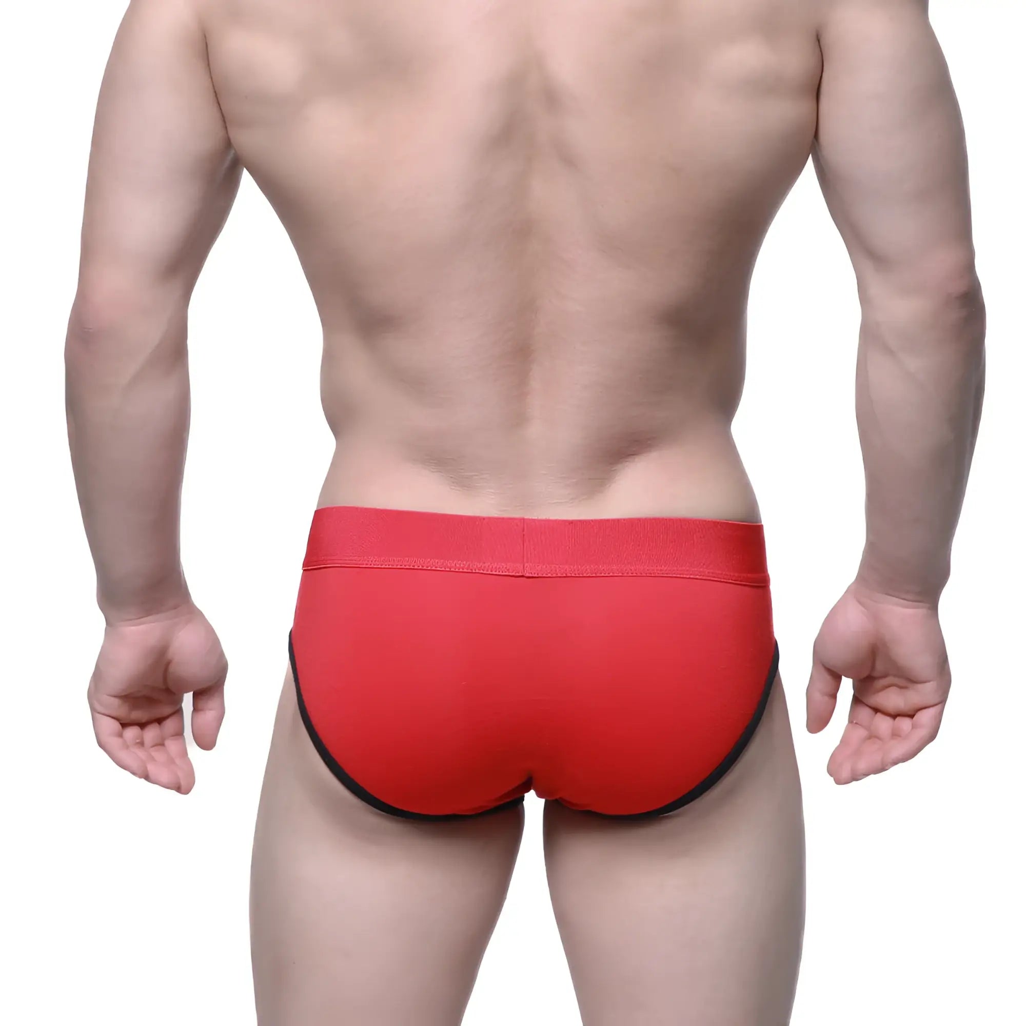Red briefs with black trim metroMalewear triple x hip brief 8003-12 soft breathable fabric for comfortable wear