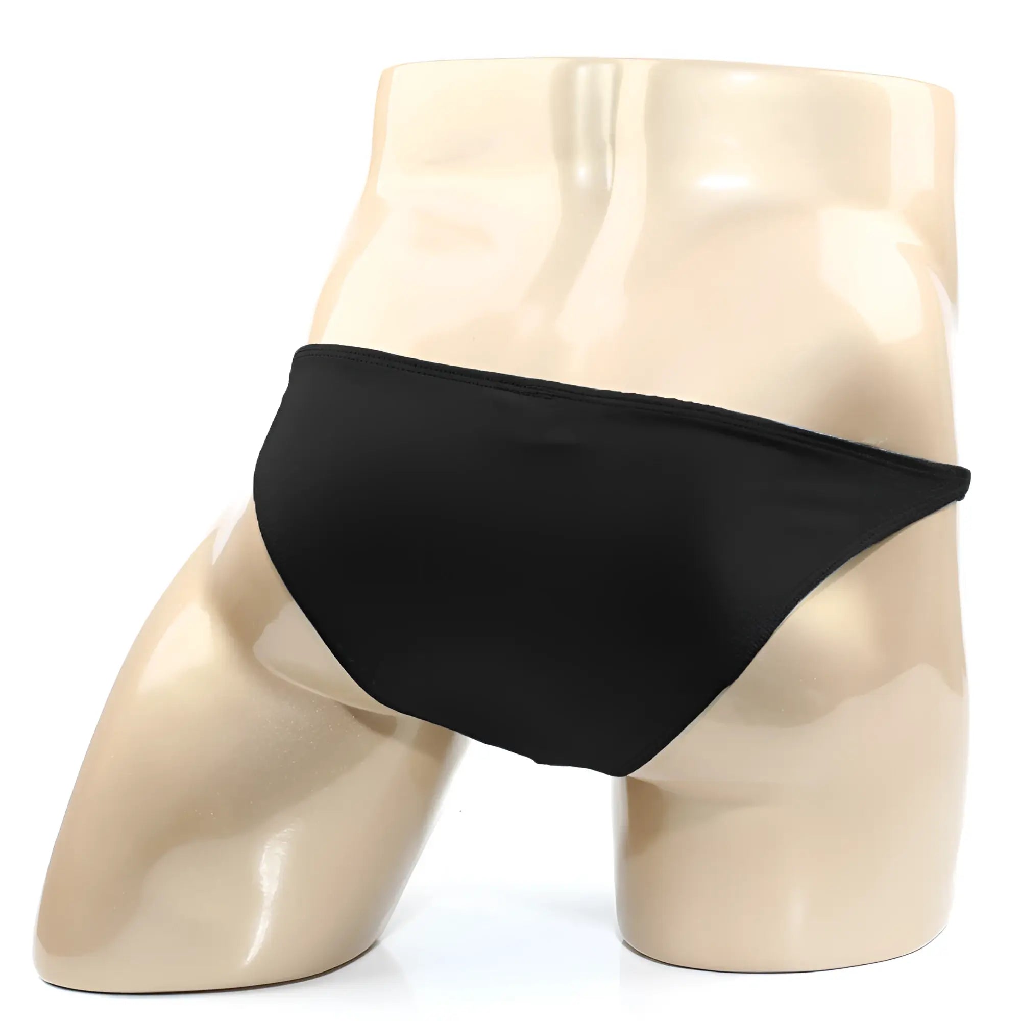 Black smooth-textured briefs metroMalewear TROZO bikini black 6126-20 displayed on a mannequin front view
