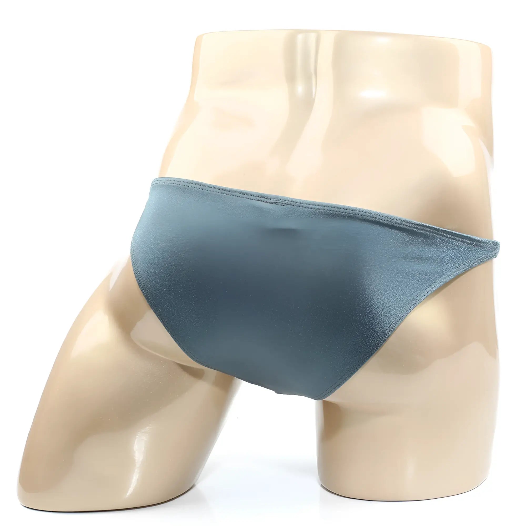A sleek slate blue satin brief with glossy finish and clean stitching from metromalewear trozo bikini green 6126 07