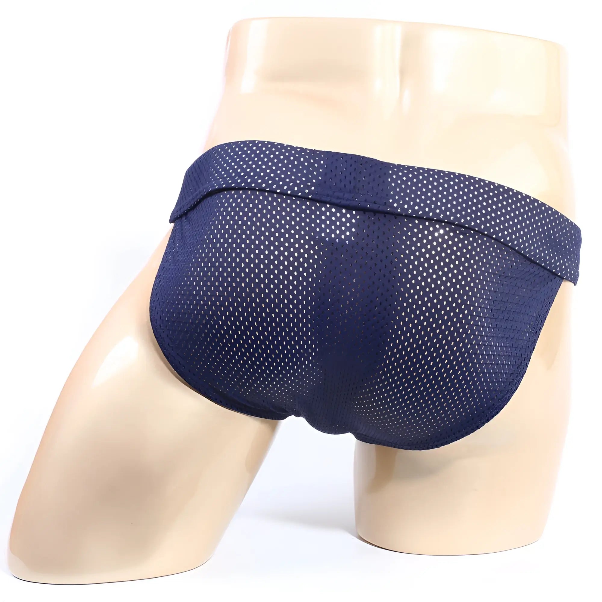 MetroMalewear tull bikini navy 3304-31 mesh briefs with solid waistband in navy blue for comfortable wear