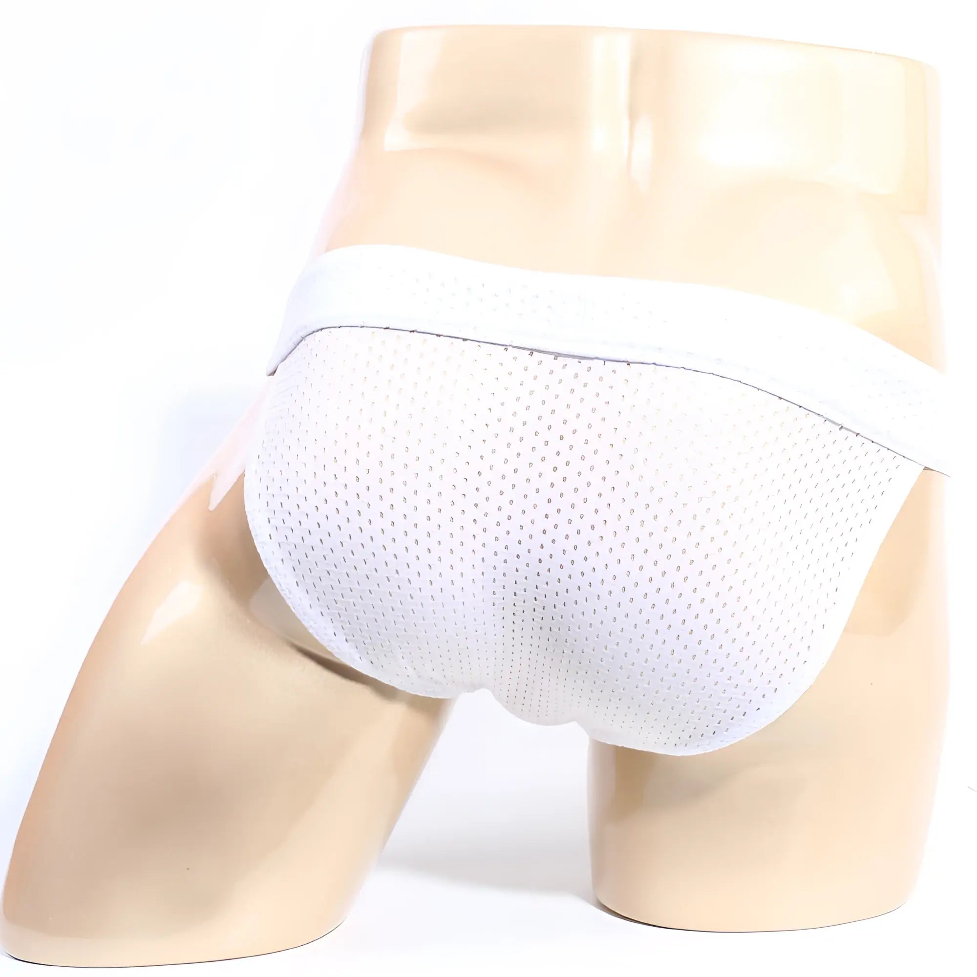 White mesh briefs with a solid white waistband by metromalewear tull bikini 3304-32 for comfortable daily wear