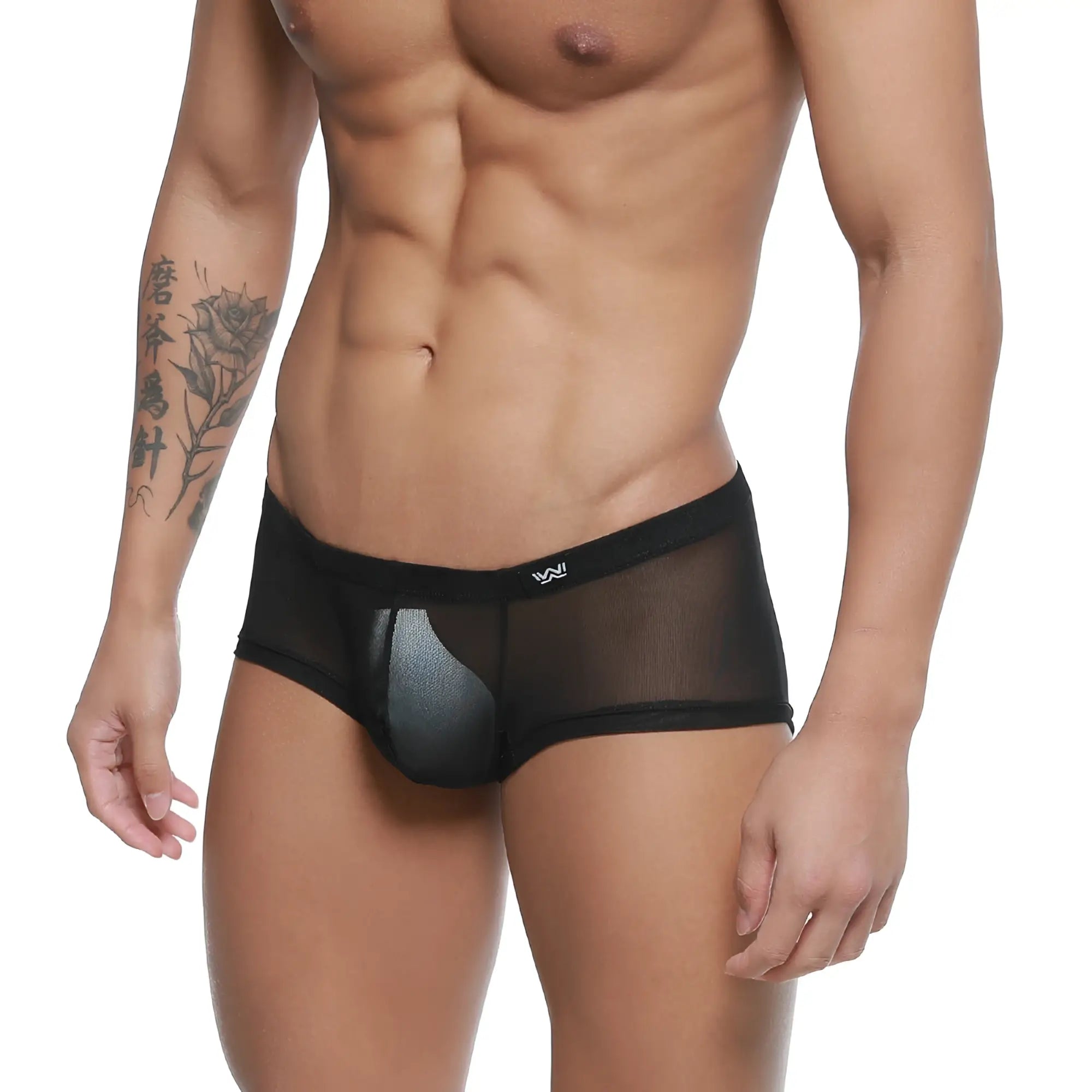 Metro male wear tull negro trunk 2125 70 black mesh briefs with sheer form fitting design and subtle metallic accent