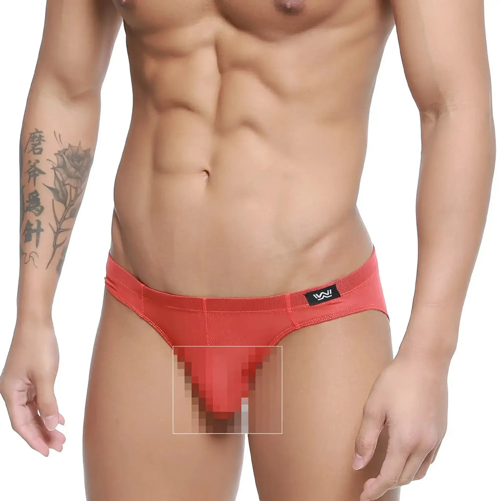 Red athletic briefs metro male wear tull rojo bikini 5103-m13 with black logo waistband for sporty comfort