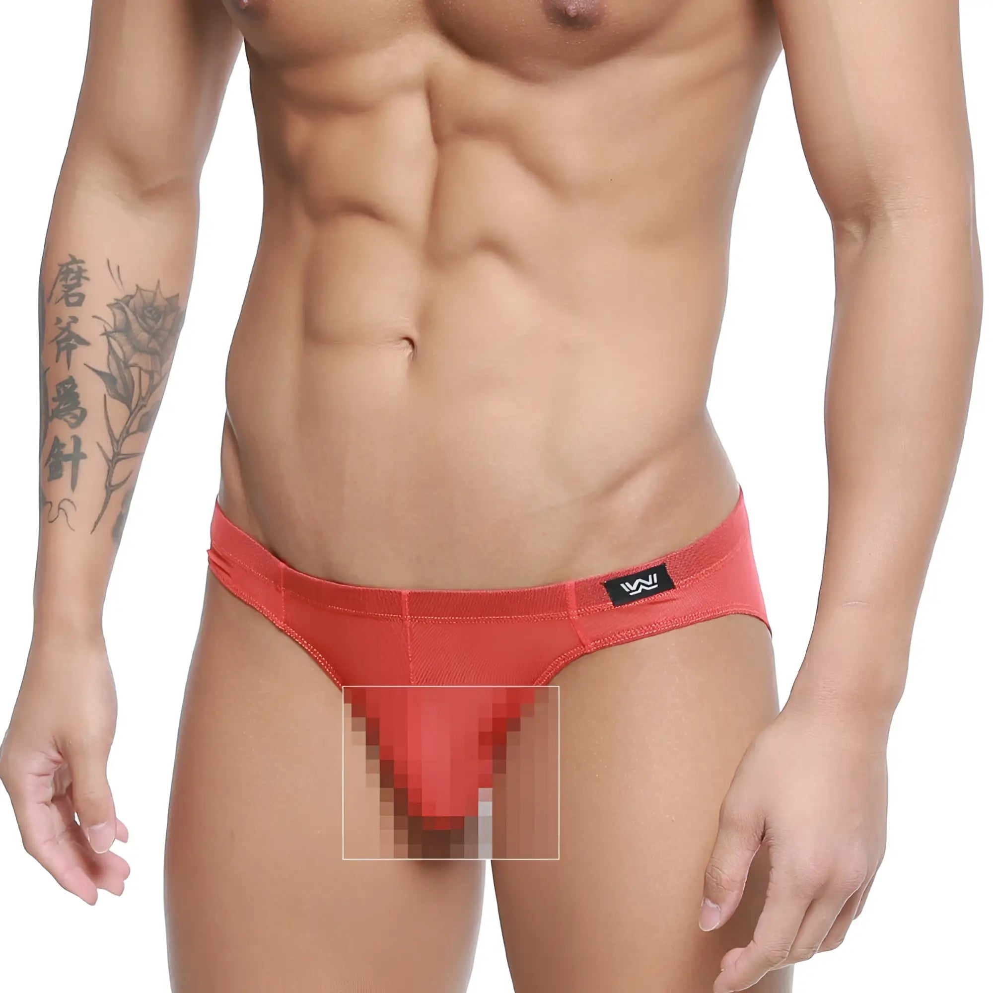 Red athletic briefs metro male wear tull rojo bikini 5103-m13 with black logo waistband for sporty comfort