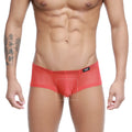 Red mesh briefs with black logo waistband from metromalewear tull rojo trunk 2125-13 for comfortable wear