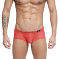 Red mesh briefs with black logo waistband from metromalewear tull rojo trunk 2125-13 for comfortable wear