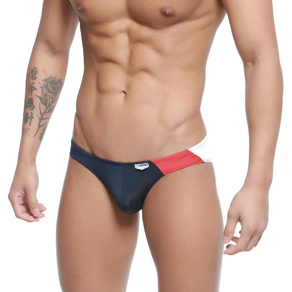 Navy blue and red athletic briefs with white trim metroMaleWear txm bikini dark blue 5143-28 for active wear