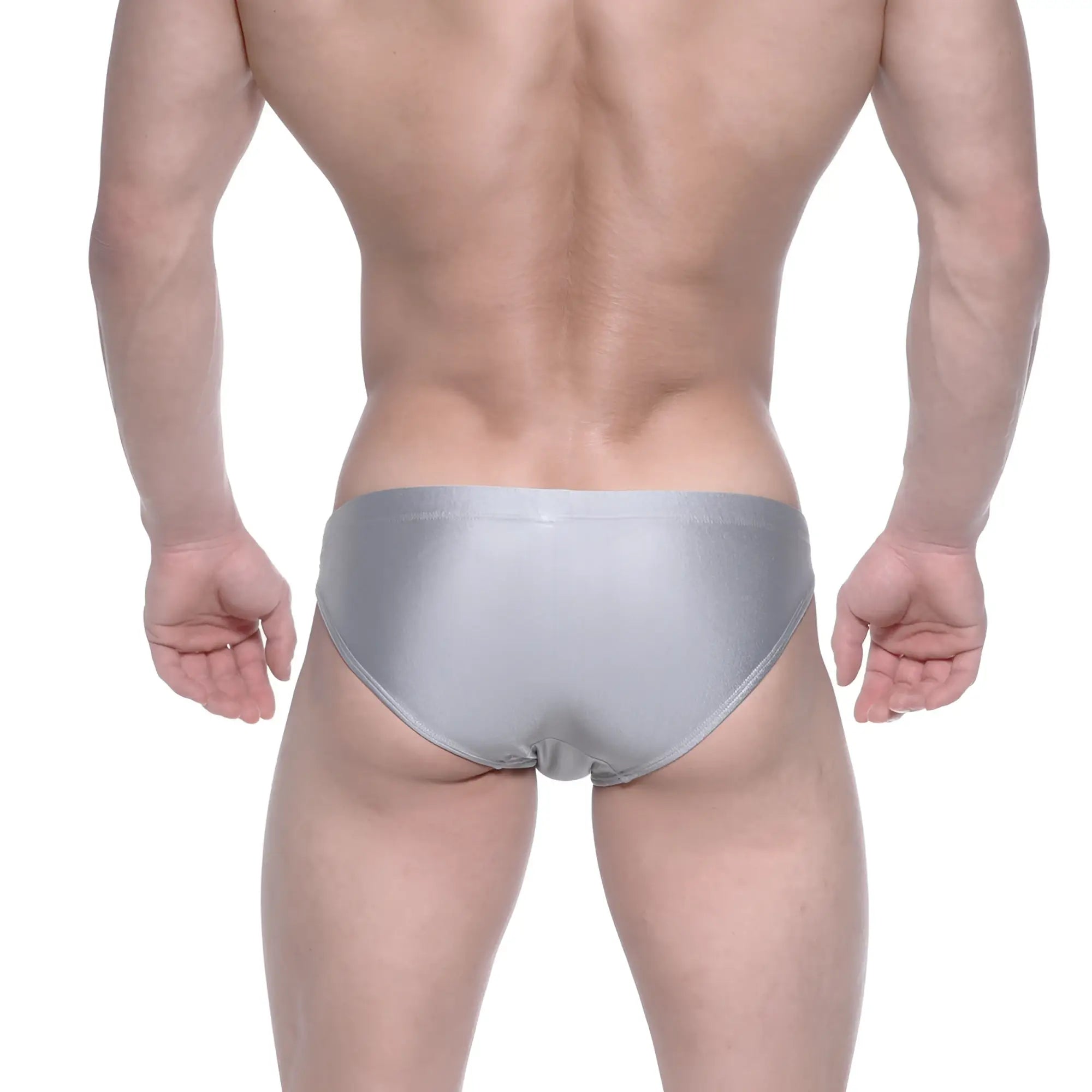 MetroMaleWear Ultimo bikini gray 4963-10 silver metallic briefs with sleek form-fitting design