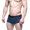MetroMaleWear Uphole Short Boxer navy blue men’s briefs with black elastic waistband and menw logo