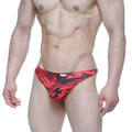 Metro male wear urban camo thong 2302-90 red and black camouflage pattern men’s briefs front view