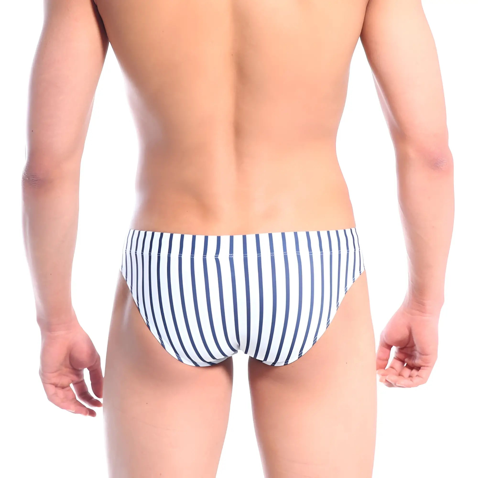 Metro malewear urban swim brief marin blue striped men’s swim trunks suitable for beach and pool use