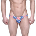 Metro malewear usa hip bikini briefs in red white and blue with bold star and stripe pattern for patriotic wear