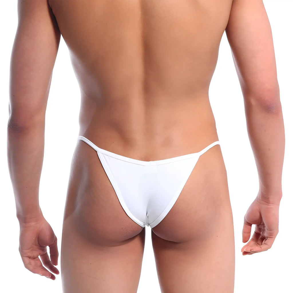 MetroMaleWear v bikini white thong briefs with thin seamless fabric and minimalist design front view