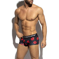 Black metro malewear boxer briefs with red lipstick print and malewear waistband 7 inch inseam 2022-38