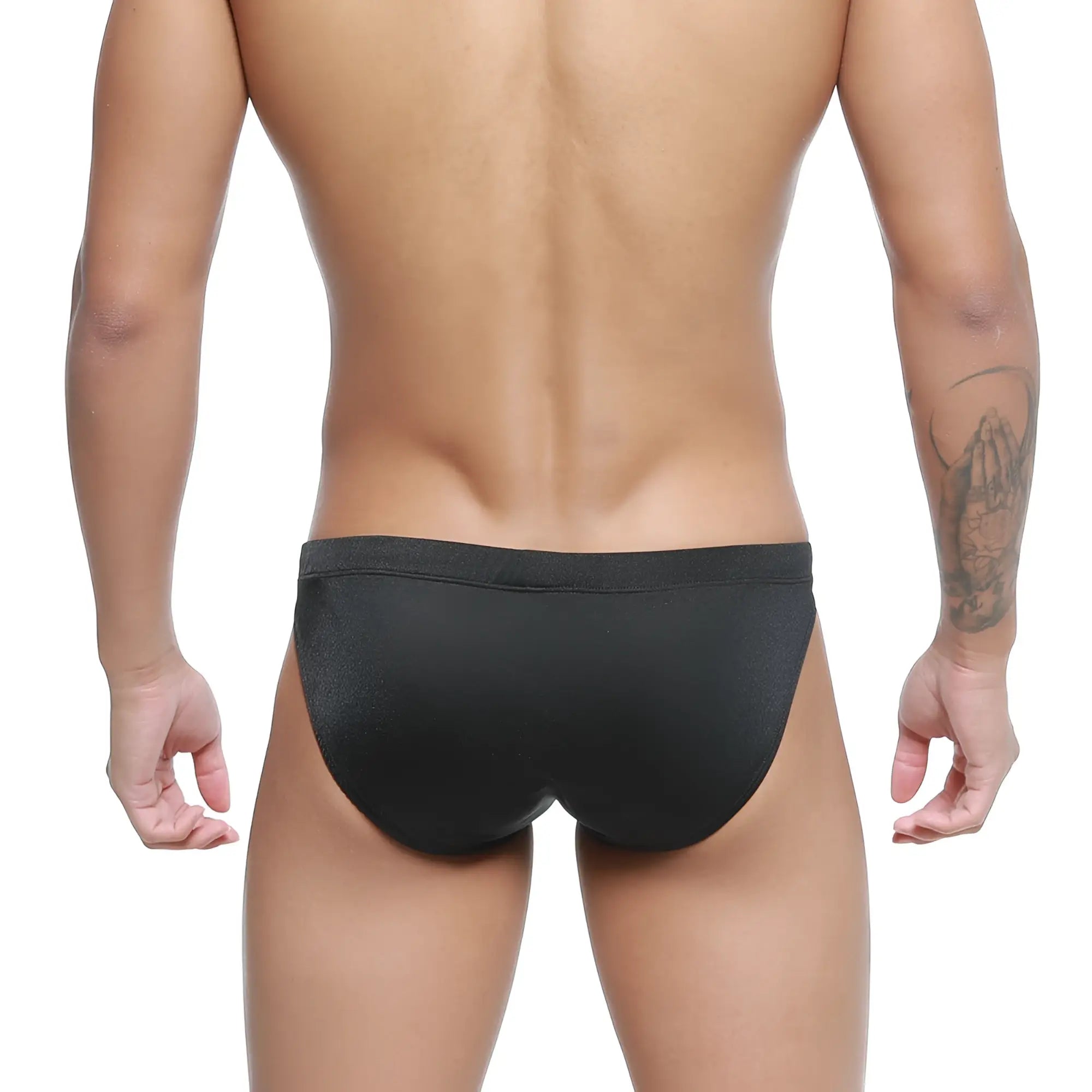 MetroMaleWear Vanguard swim bikini black sleek form-fitting swim trunks with smooth fabric finish