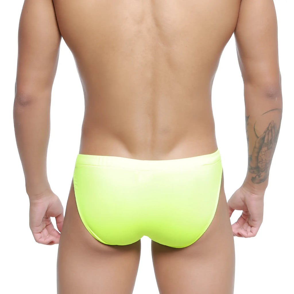 Metro male wear vanguard swim bikini neon green 4984-07 bright neon yellow smooth form-fitting swim trunks