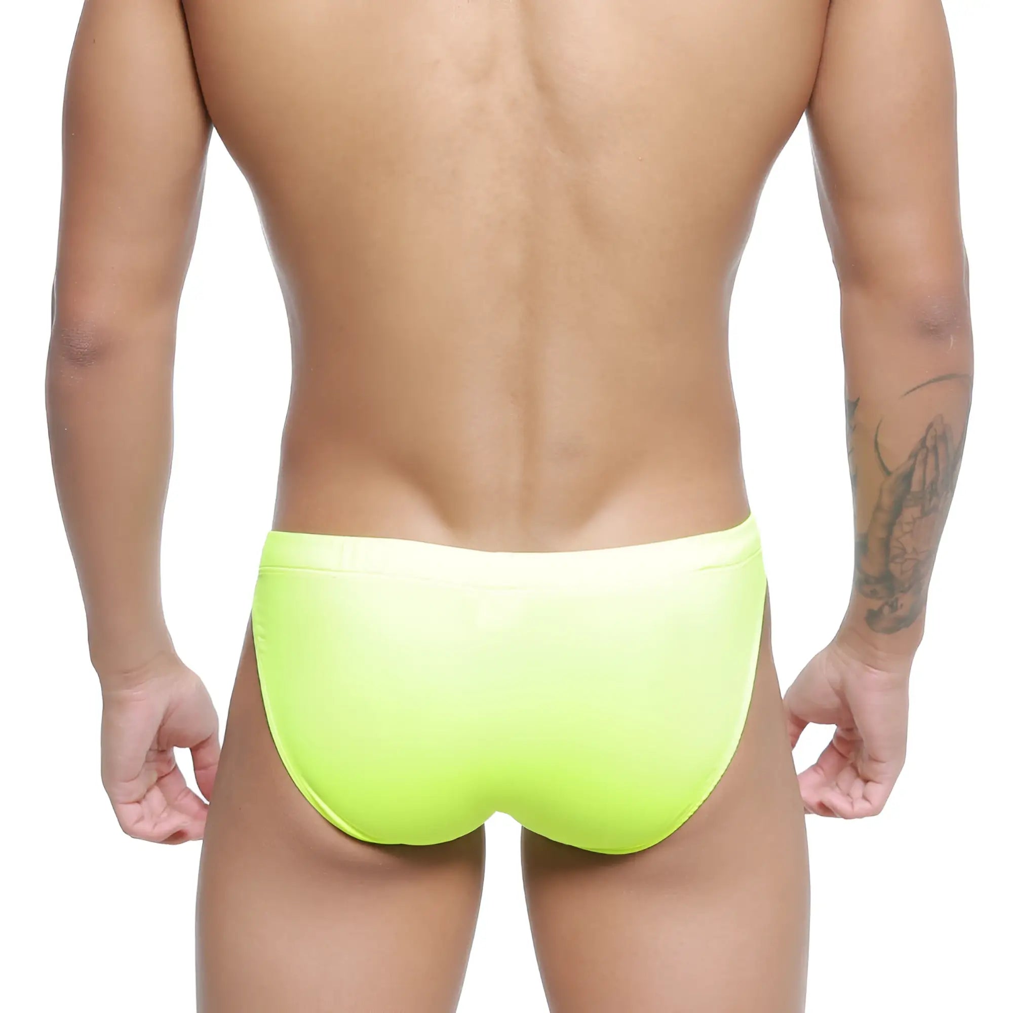 Metro male wear vanguard swim bikini neon green 4984-07 bright neon yellow smooth form-fitting swim trunks