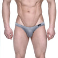 Gray mesh metro malewear vasco hip brief with black logo tag on waistband for breathable men’s underwear