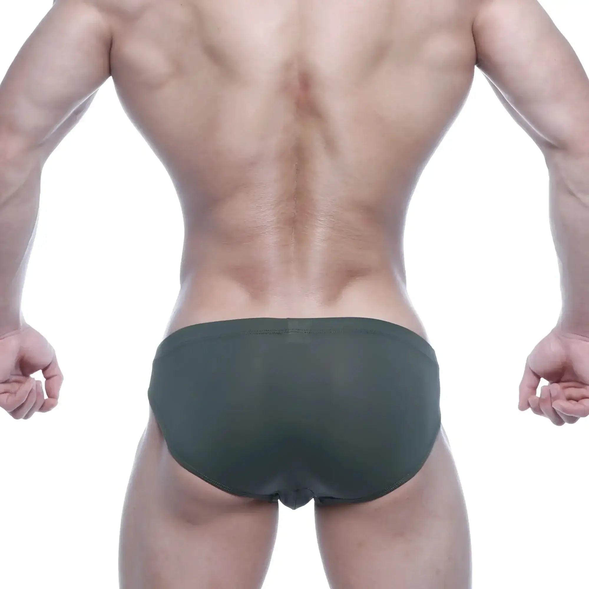 Dark green sheer mesh briefs metro male wear vasco hip brief 5103-26 showing front side of the product