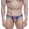 MetroMalewear vasco hip brief neon 5103-05 vibrant multicolored leopard-print with pink blue and yellow gradient design