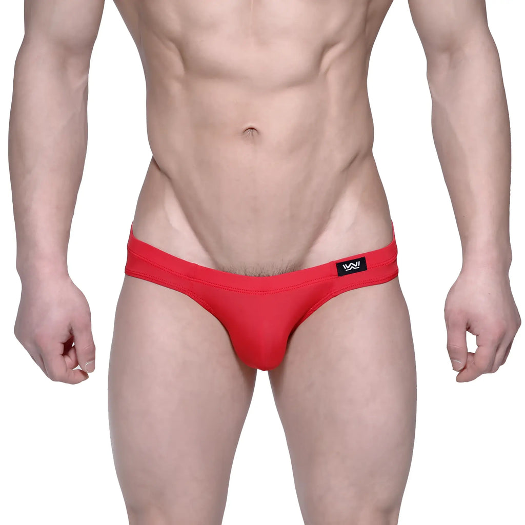 Red mens briefs metro malewear vasco hip brief 5103-12 featuring a black logo waistband for comfortable everyday wear
