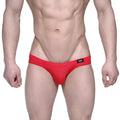 Red mens briefs metro malewear vasco hip brief 5103-12 featuring a black logo waistband for comfortable everyday wear