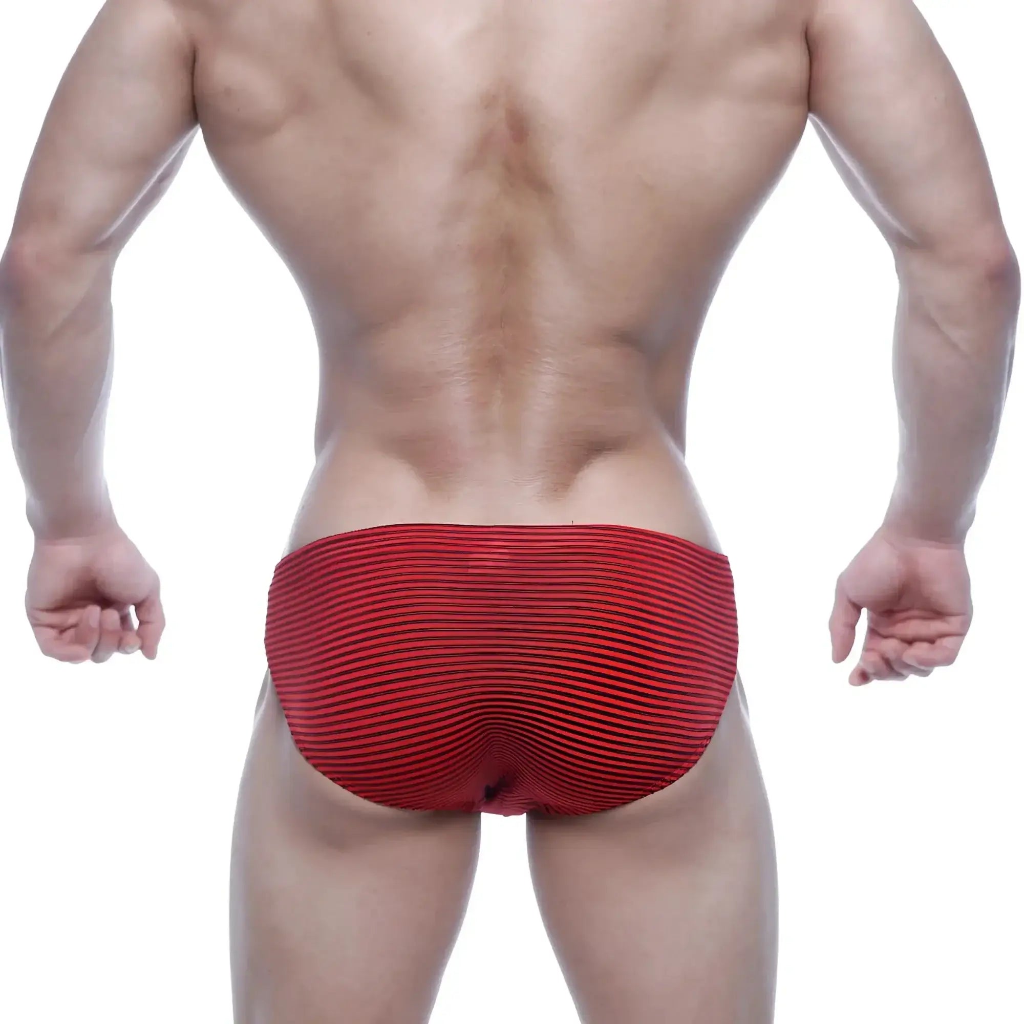 MetroMaleWear Vasco hip brief in red stripe with textured ribbed fabric for comfortable everyday wear