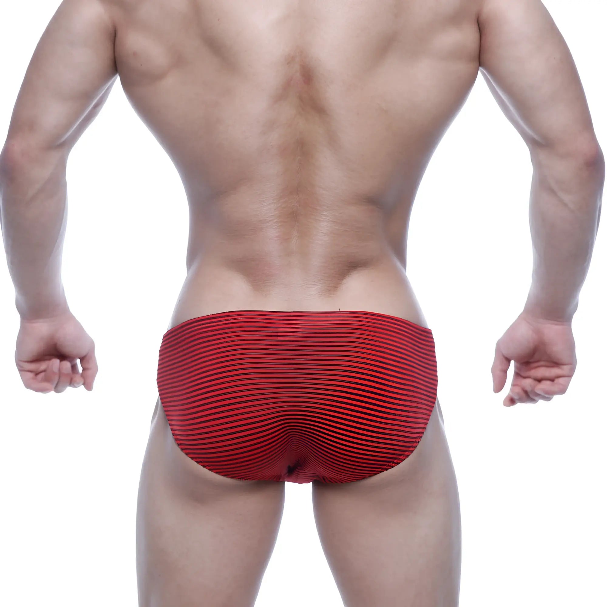 MetroMaleWear Vasco hip brief in red stripe with textured ribbed fabric for comfortable everyday wear