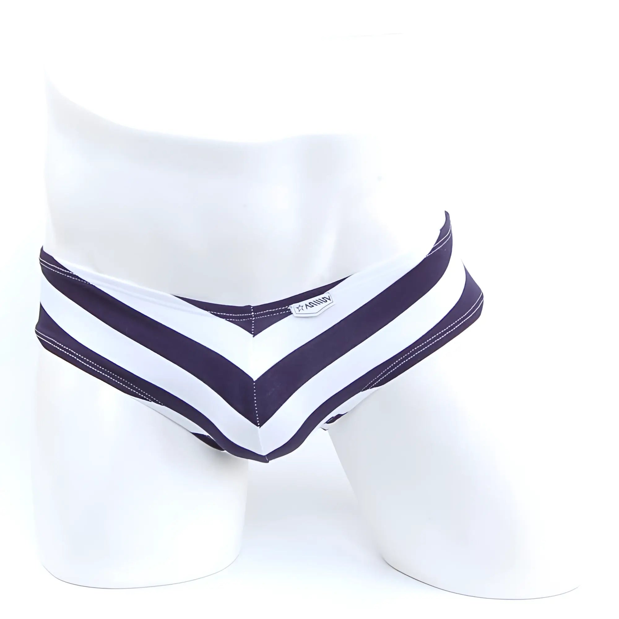 Navy and white striped mens briefs with chevron pattern by metromalewear metro male wear ventura brief stripe 2713-40