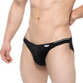 MetroMaleWear verano bikini black mesh briefs with white waistband stripe and small side logo
