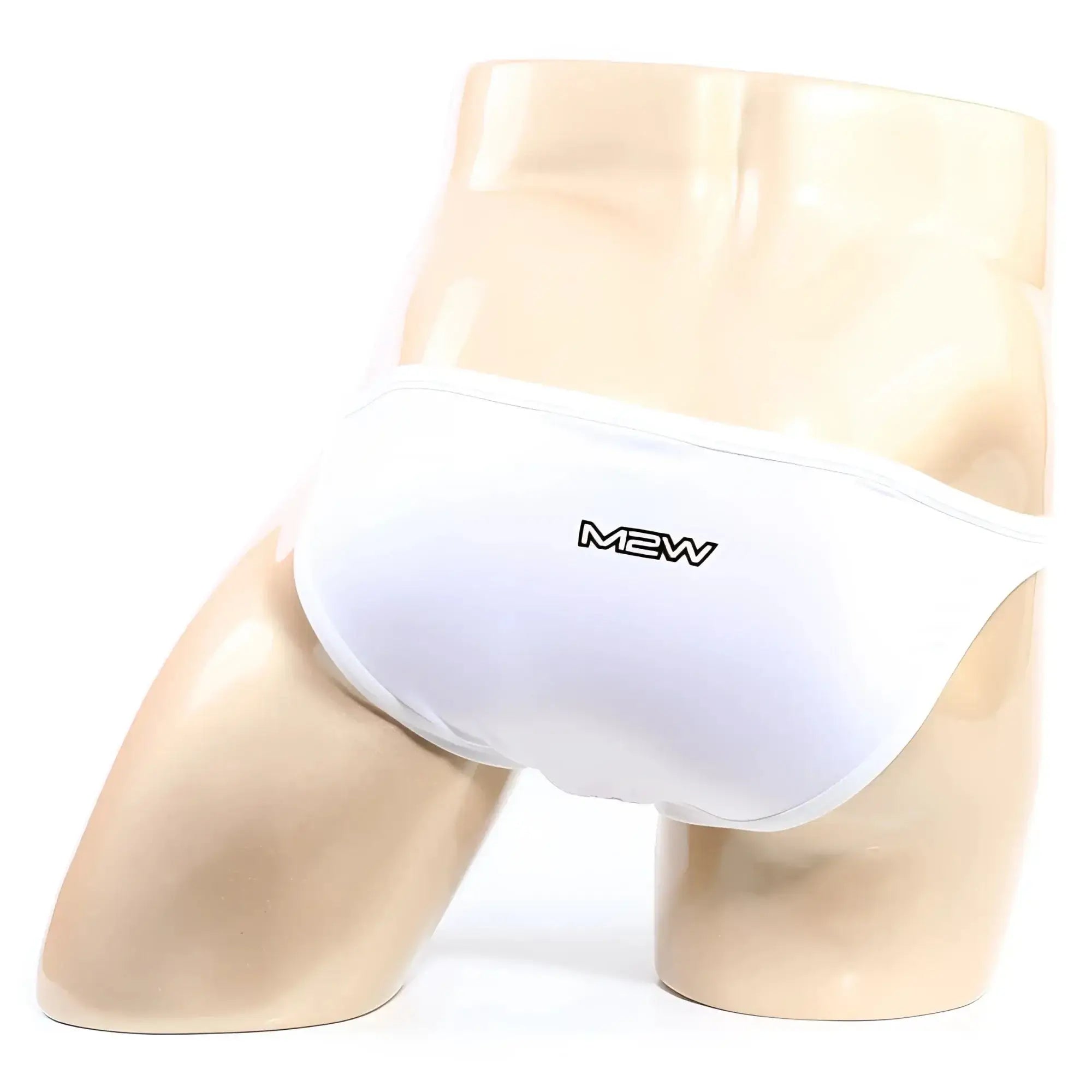 White mew brand briefs metro male wear verano bikini crystal 3606-01 displayed on mannequin front view