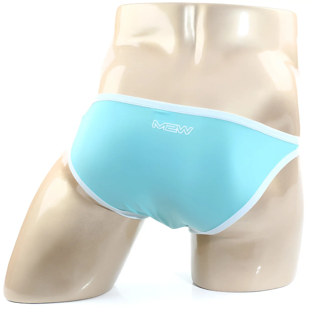Light blue Mew brand briefs with white trim in MetroMaleWear Verano Bikini pastel green 3606-07 product view