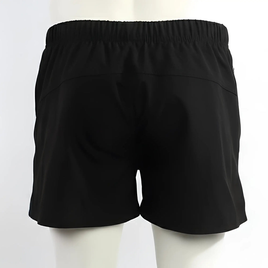 Black MetroMaleWear Viena short with elastic waistband and subtle seam detail designed for athletic use