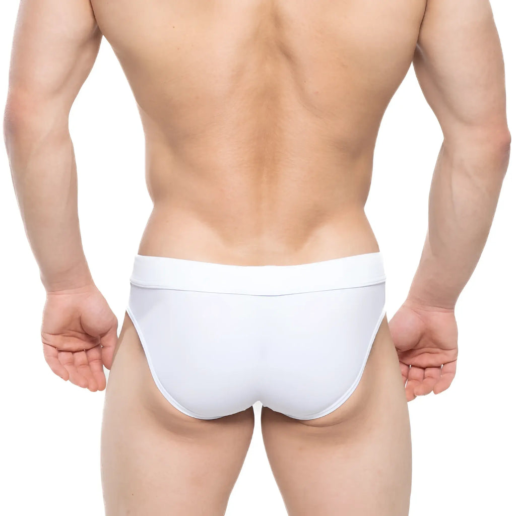 MetroMaleWear Villena swim bikini white briefs with smooth form-fitting design and minimalist aesthetic