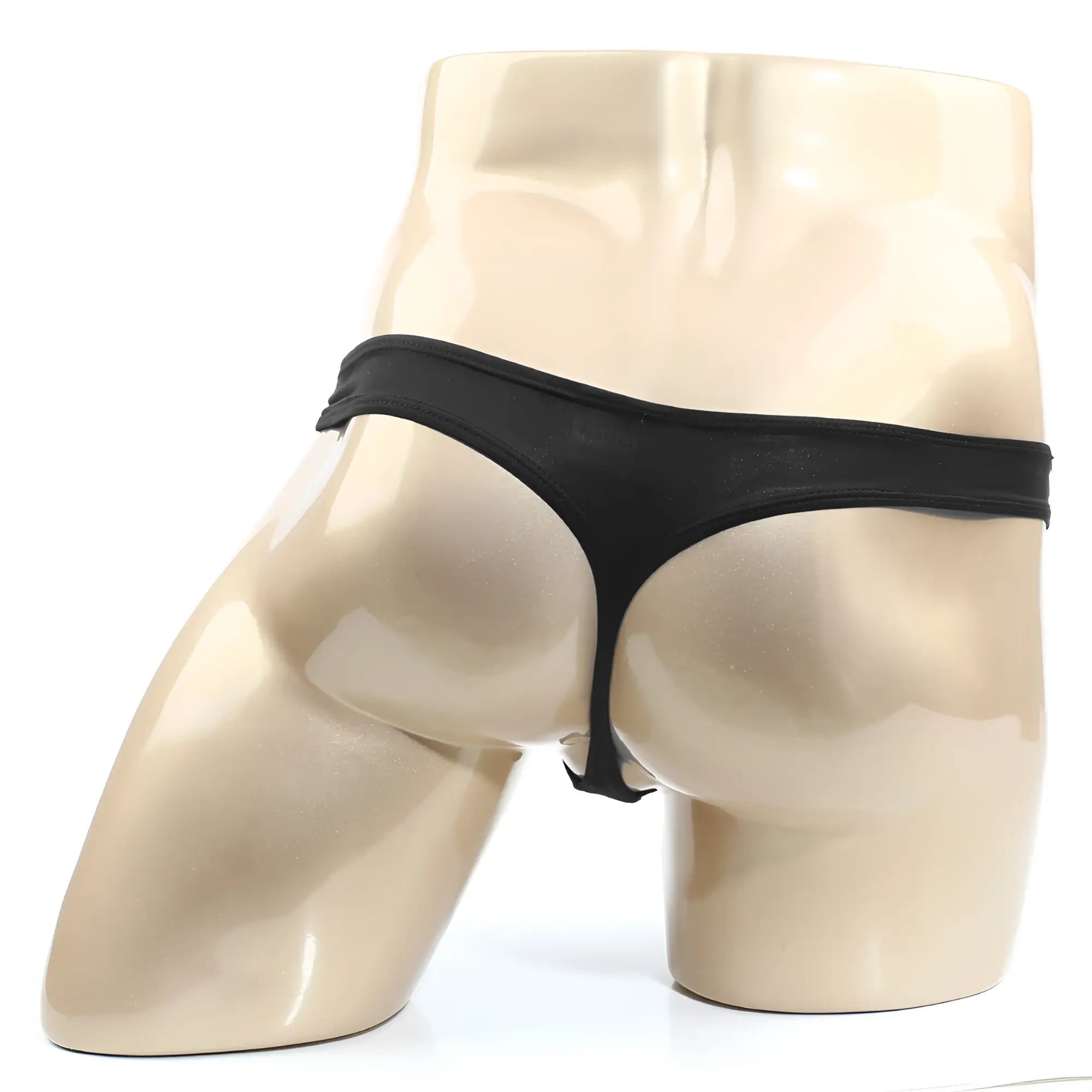 Black smooth stretchy fabric thong with sleek minimalist design metro male wear volcano thong black 1322-31