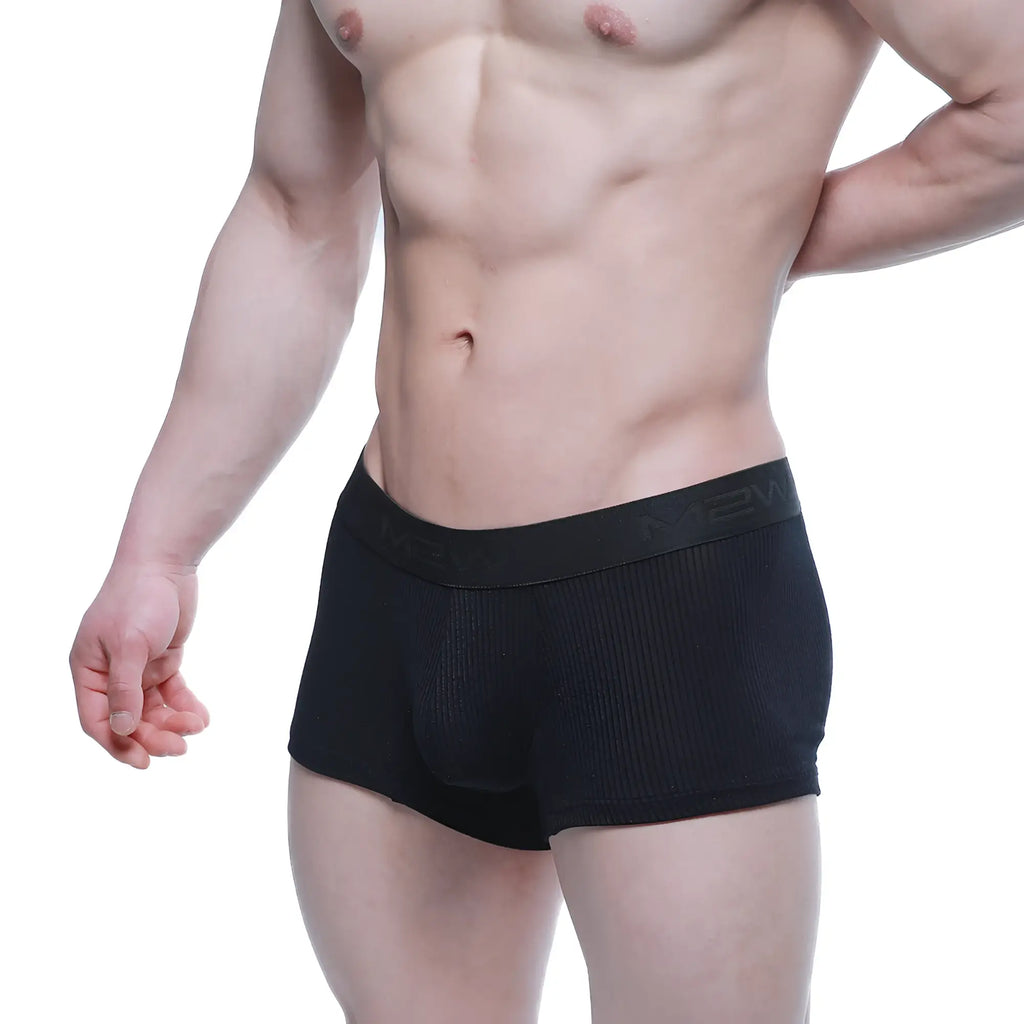 Black ribbed metroMalewear Voltz boxer briefs with branded waistband for comfortable everyday wear