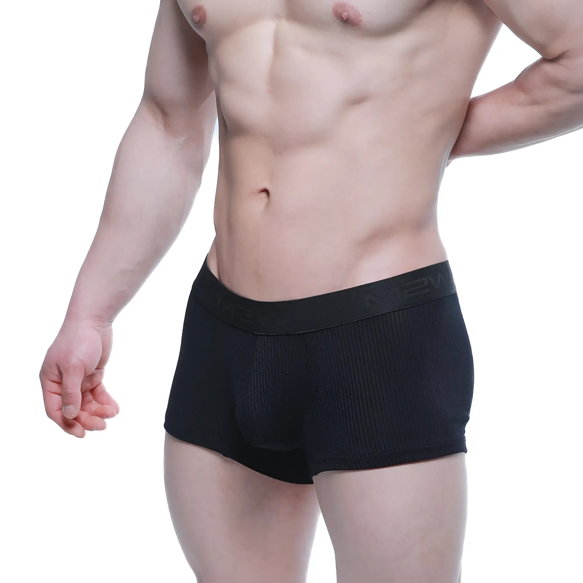 Black ribbed metroMalewear Voltz boxer briefs with branded waistband for comfortable everyday wear