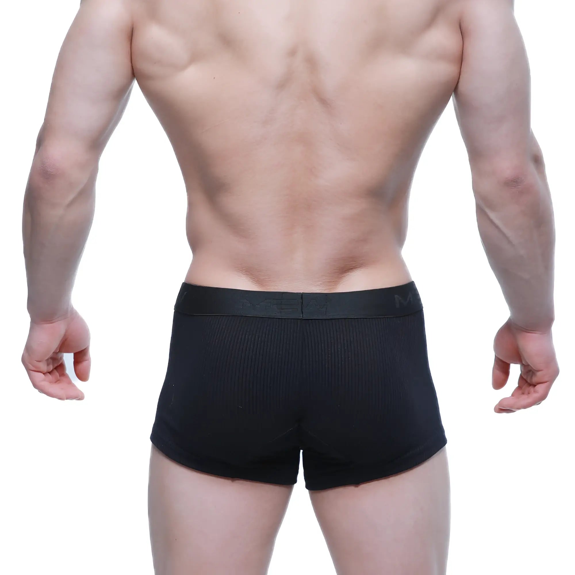 MetroMaleWear Voltz black ribbed men’s boxer briefs with smooth elastic waistband for comfortable daily wear