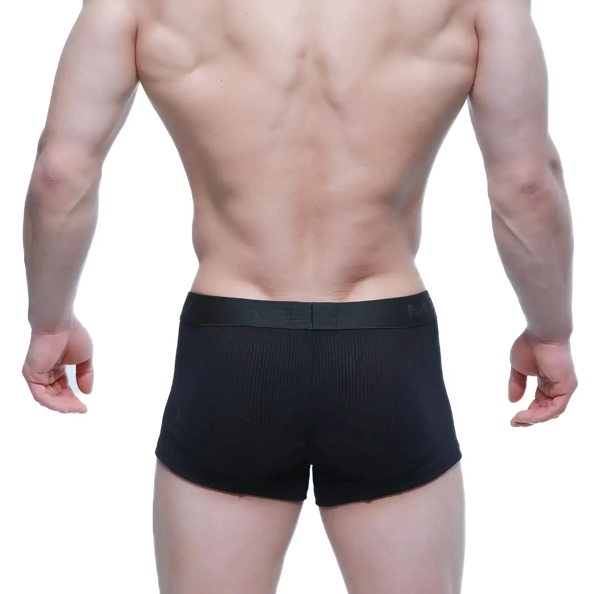 MetroMaleWear Voltz black ribbed men’s boxer briefs with smooth elastic waistband for comfortable daily wear
