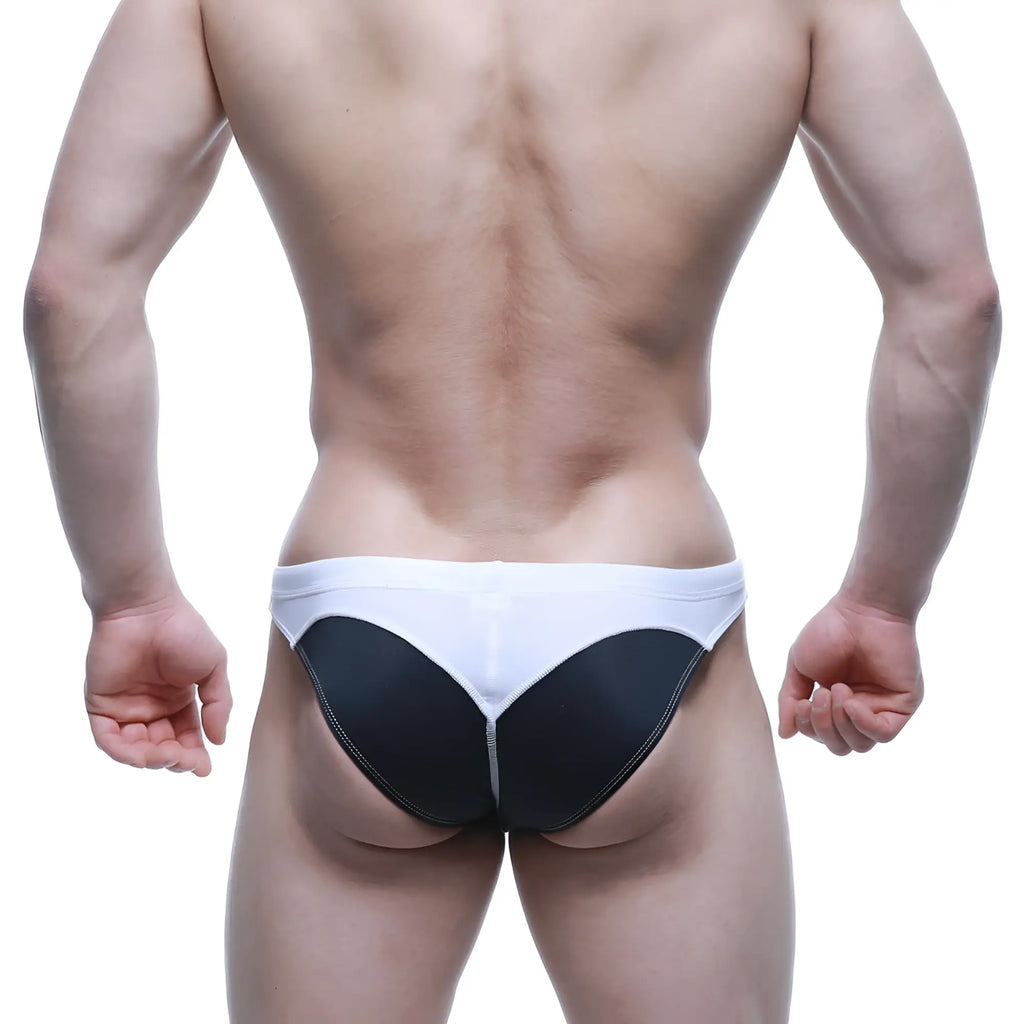 MetroMaleWear WAHOO swim bikini black 4989-20 white and black two tone briefs with sleek contoured design