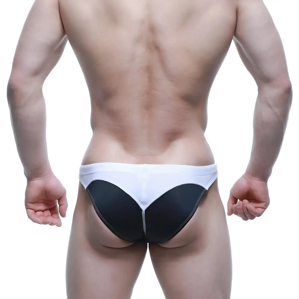 MetroMaleWear WAHOO swim bikini black 4989-20 white and black two tone briefs with sleek contoured design