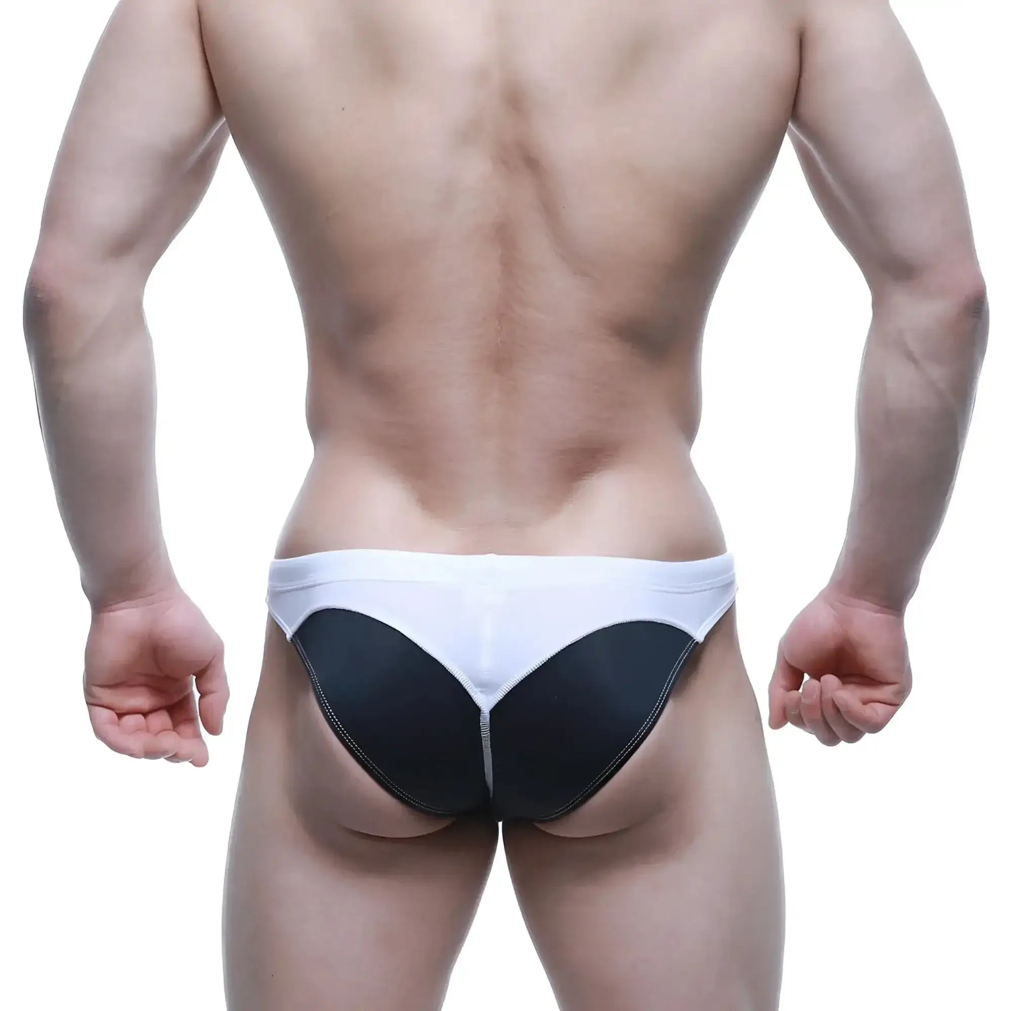 MetroMaleWear WAHOO swim bikini black 4989-20 white and black two tone briefs with sleek contoured design