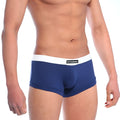 Navy blue MetroMaleWear briefs with white waistband and brand label designed for comfort and style