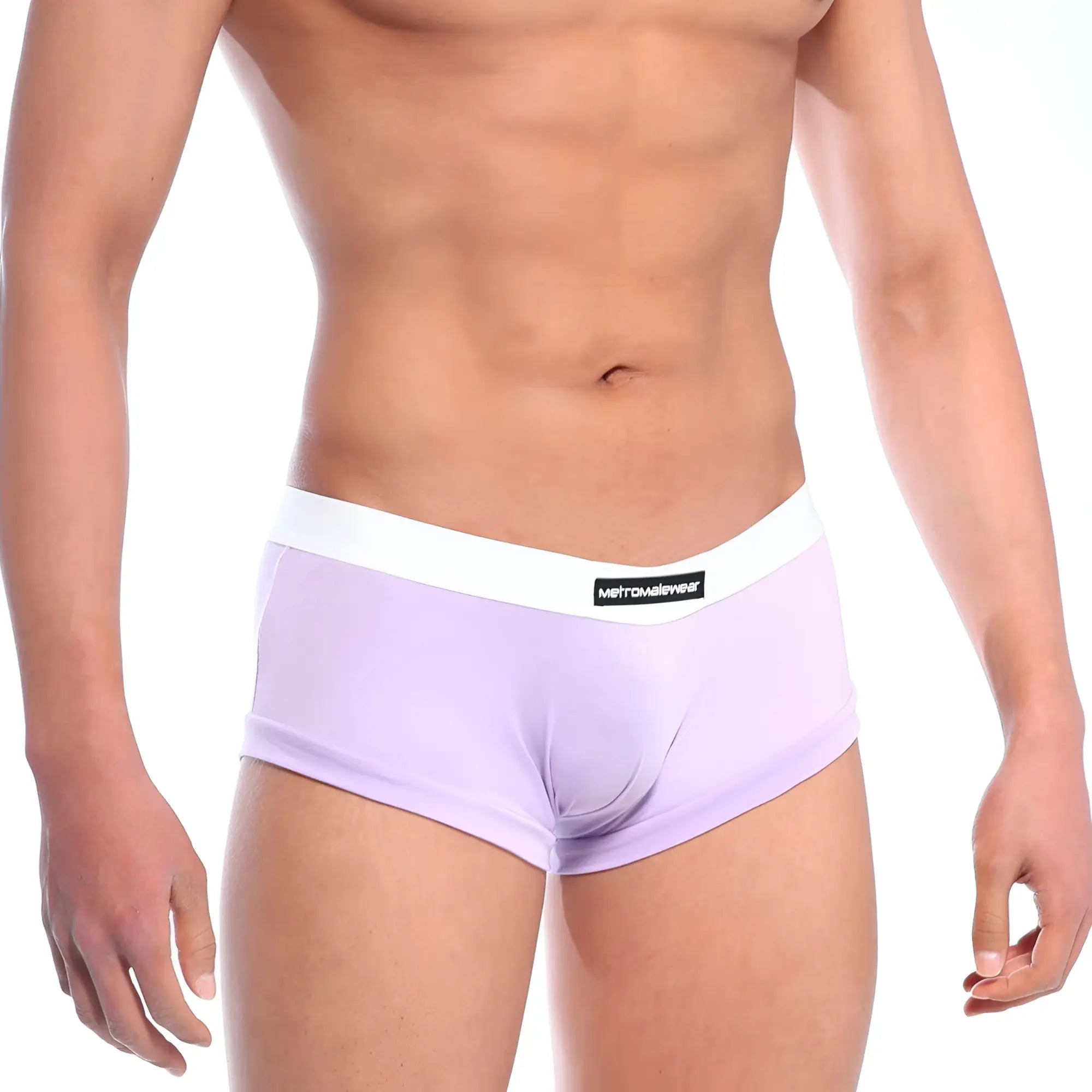 Light purple MetroMaleWear men’s briefs with white waistband and branded label in soft breathable fabric