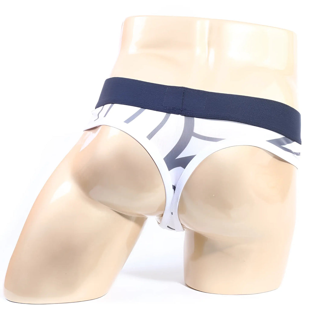MetroMaleWear web thong 5012-40 men’s briefs in white and navy blue patterned sleek modern design