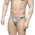 Metro malewear wild bikini 5103-95 snake-print men’s briefs in metallic silver and black featuring sleek design