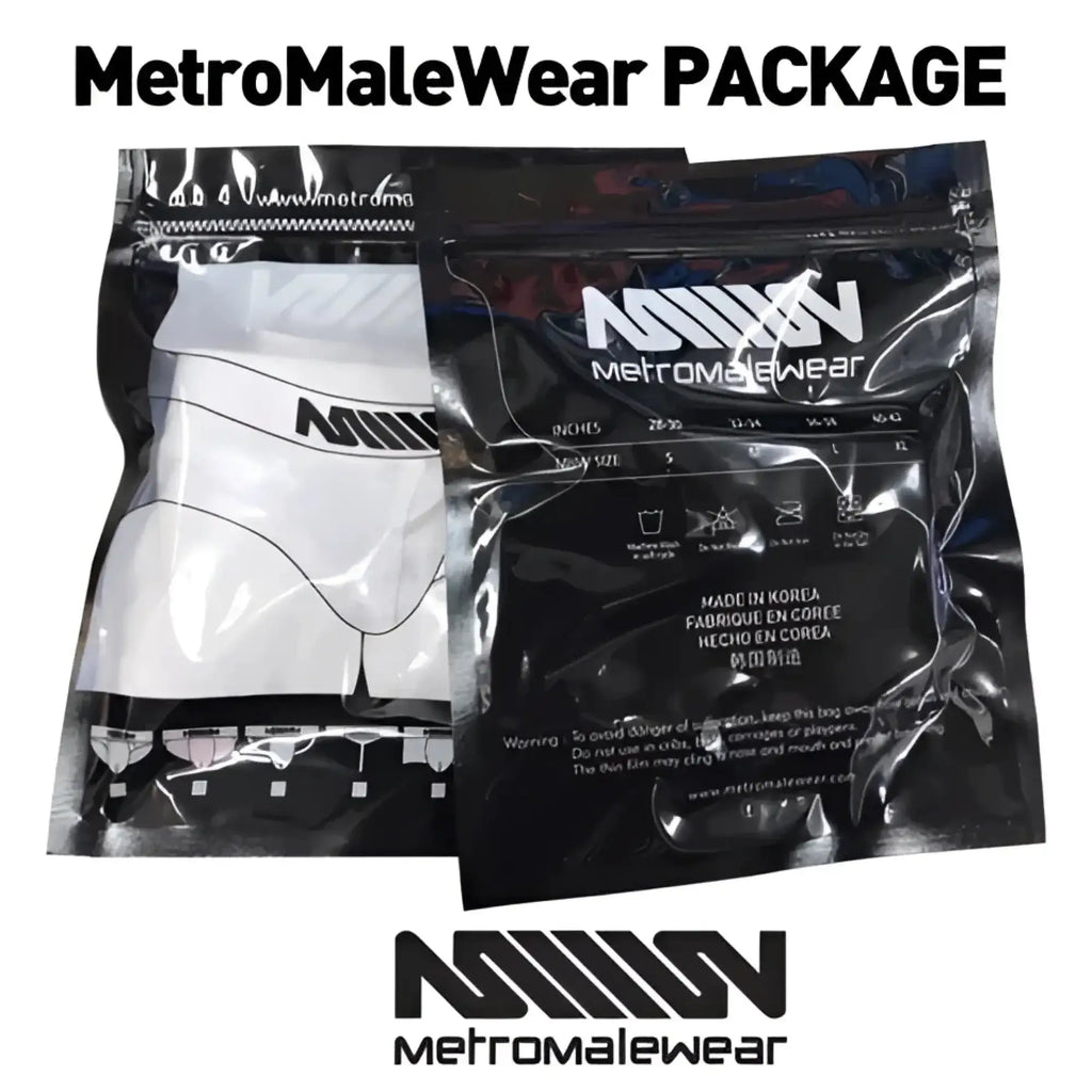 White briefs in a black metromalewear package for the winning body harness elastic red 1400-13 product