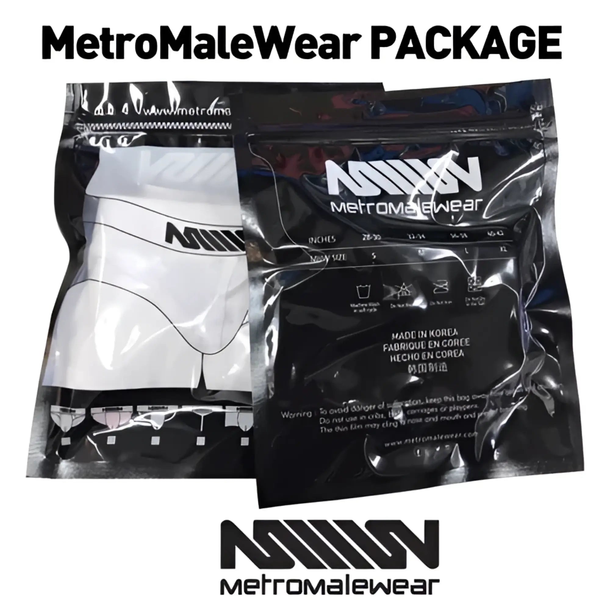 White briefs in a black metromalewear package for the winning body harness elastic red 1400-13 product