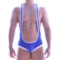 MetroMaleWear wrestler royal blue 2093-18 blue and white singlet with a sleek form-fitting design