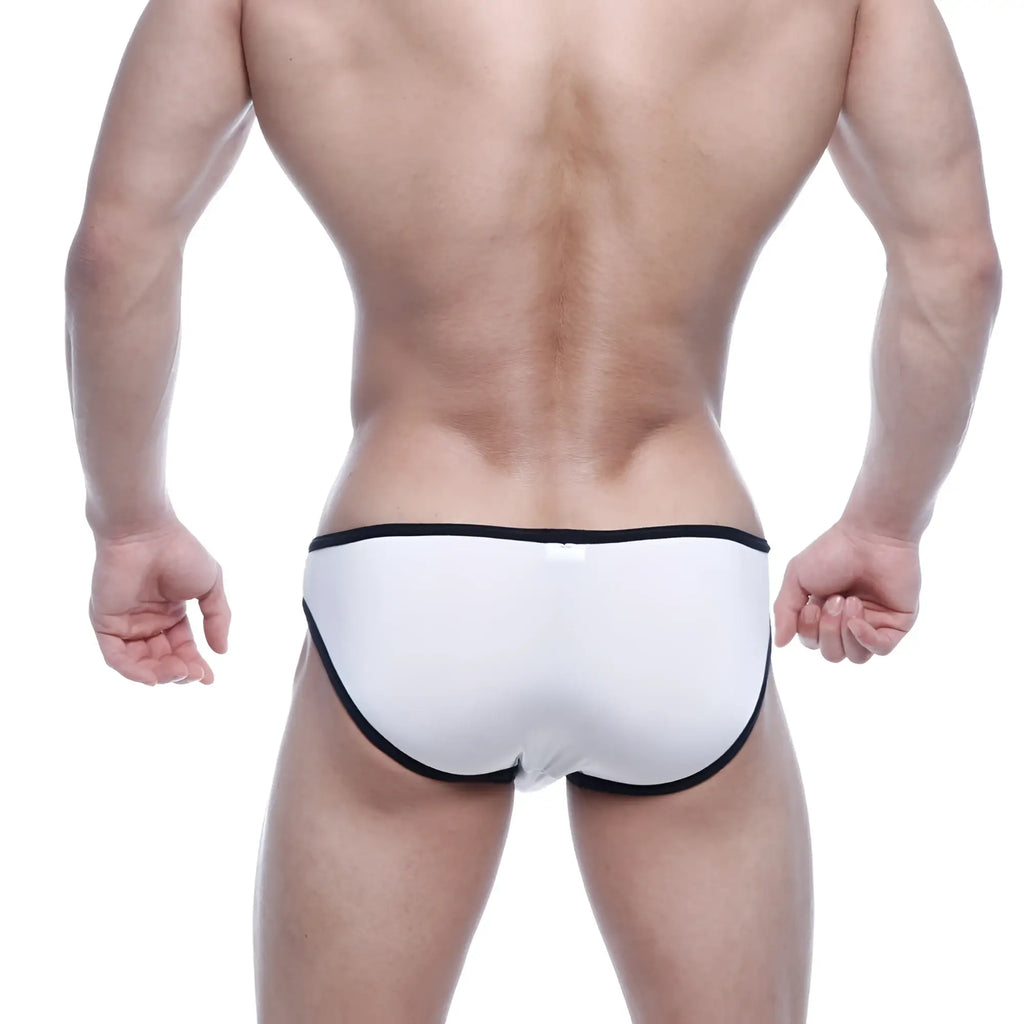 MetroMaleWear Xallas Bikini white briefs with black trim designed for comfortable everyday wear